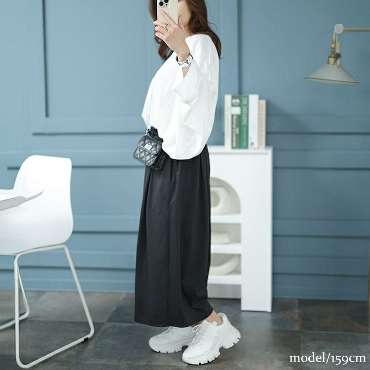 大きいサイズ レディース 裾がくるっとできるフレアワイドパンツ　bai-0149