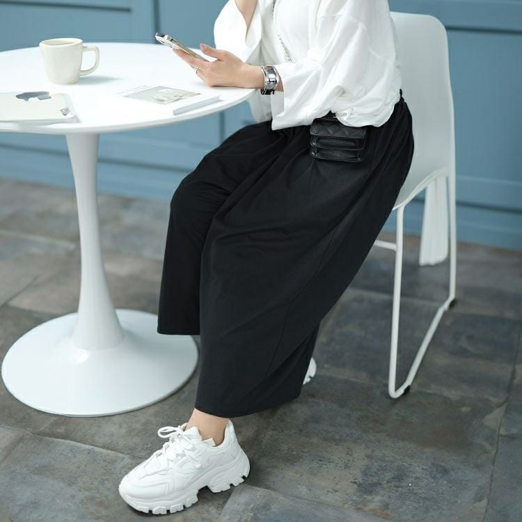 大きいサイズ レディース 裾がくるっとできるフレアワイドパンツ　bai-0149