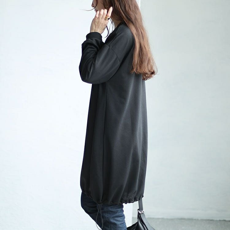 大きいサイズ レディース 裾ドローコードVネックチュニック　bai-0146