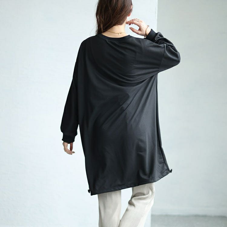 大きいサイズ レディース 裾ドローコードVネックチュニック　bai-0146