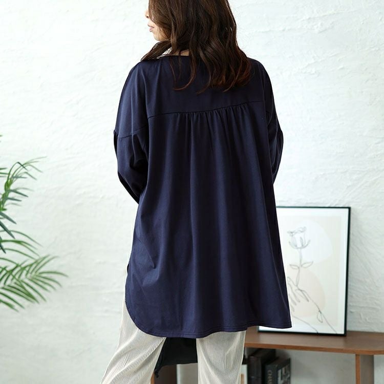 大きいサイズ レディース 切替えギャザープルオーバー　bai-0145