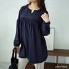 大きいサイズ レディース 切替えギャザープルオーバー　bai-0145 ネイビー