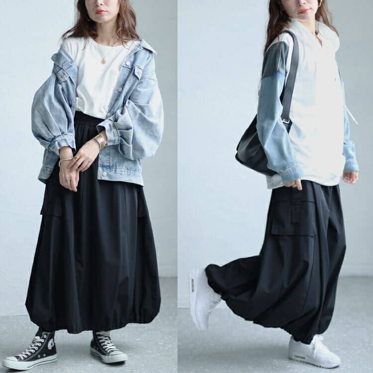 大きいサイズ レディース カーゴバルーンロングスカート　sw-0618