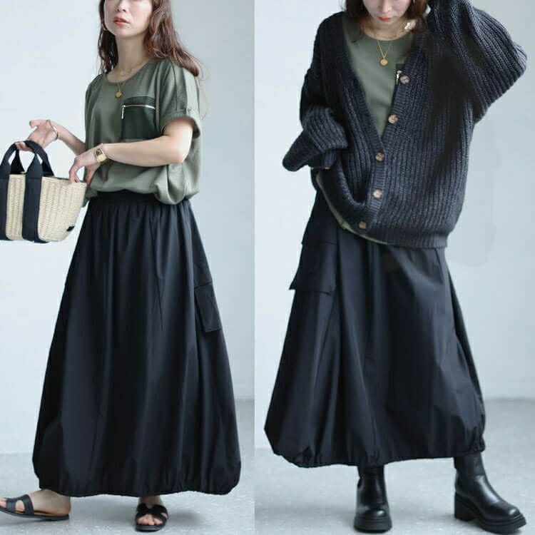 大きいサイズ レディース カーゴバルーンロングスカート　sw-0618