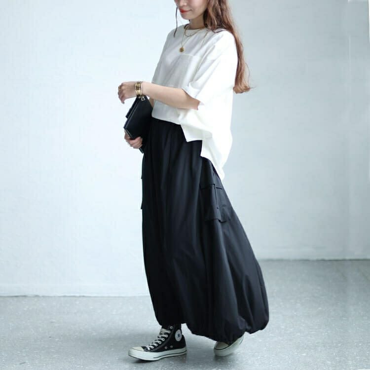 大きいサイズ レディース カーゴバルーンロングスカート　sw-0618