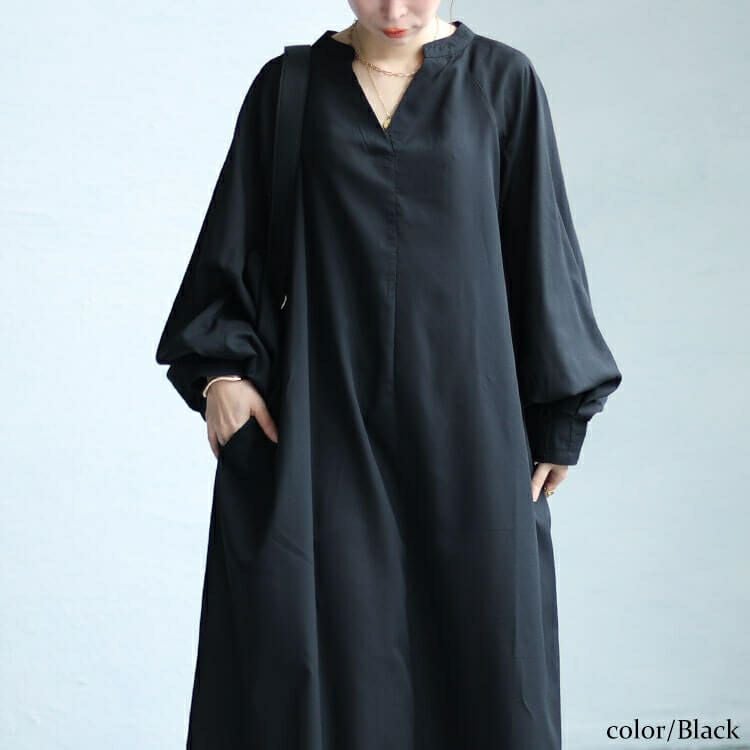 大きいサイズ レディース ボリュームスリーブスキッパーロングワンピース　sw-0613