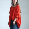 大きいサイズ レディース ワイドドルマン七分袖スラブカットソー　sw-0605 オレンジ