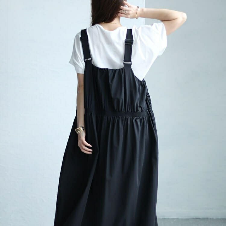 大きいサイズ レディース ジップシャーリングサロペットワンピース　sw-0604