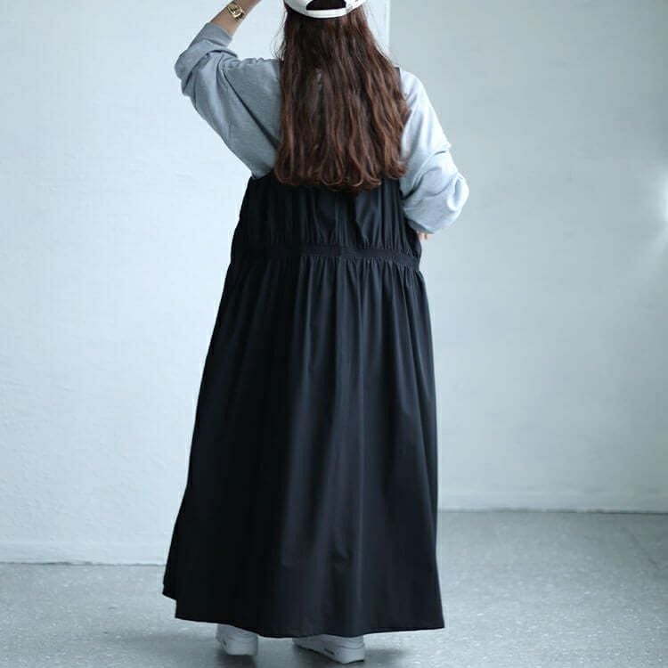 大きいサイズ レディース ジップシャーリングサロペットワンピース　sw-0604