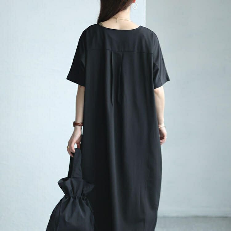 大きいサイズ レディース Vネックワイドロングワンピース　sw-0603