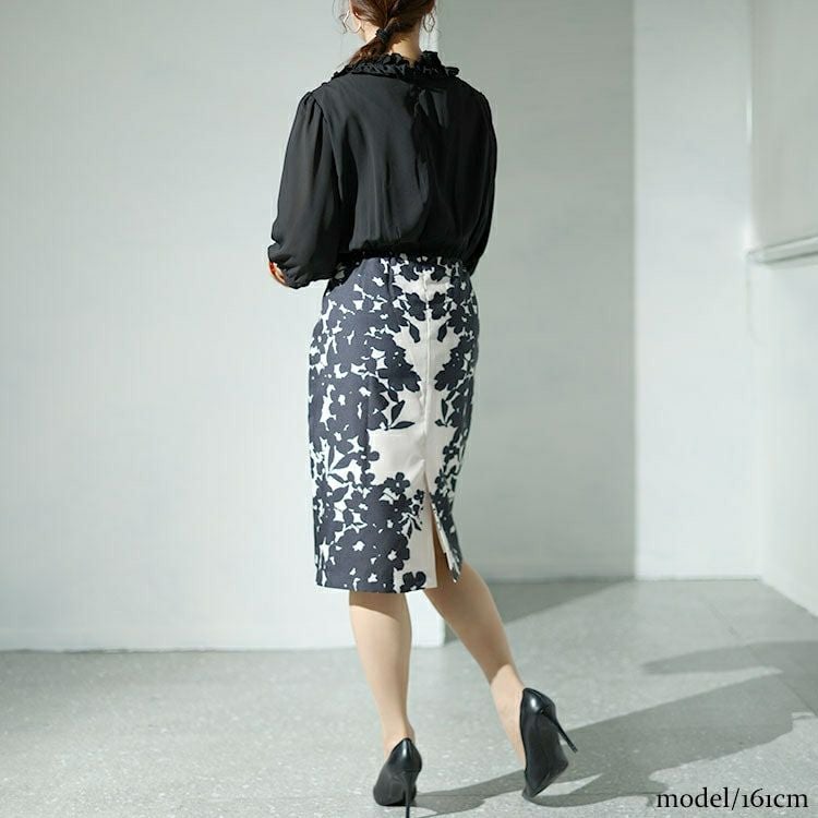 大きいサイズ レディース 花柄切替えワンピース　sfe-0002