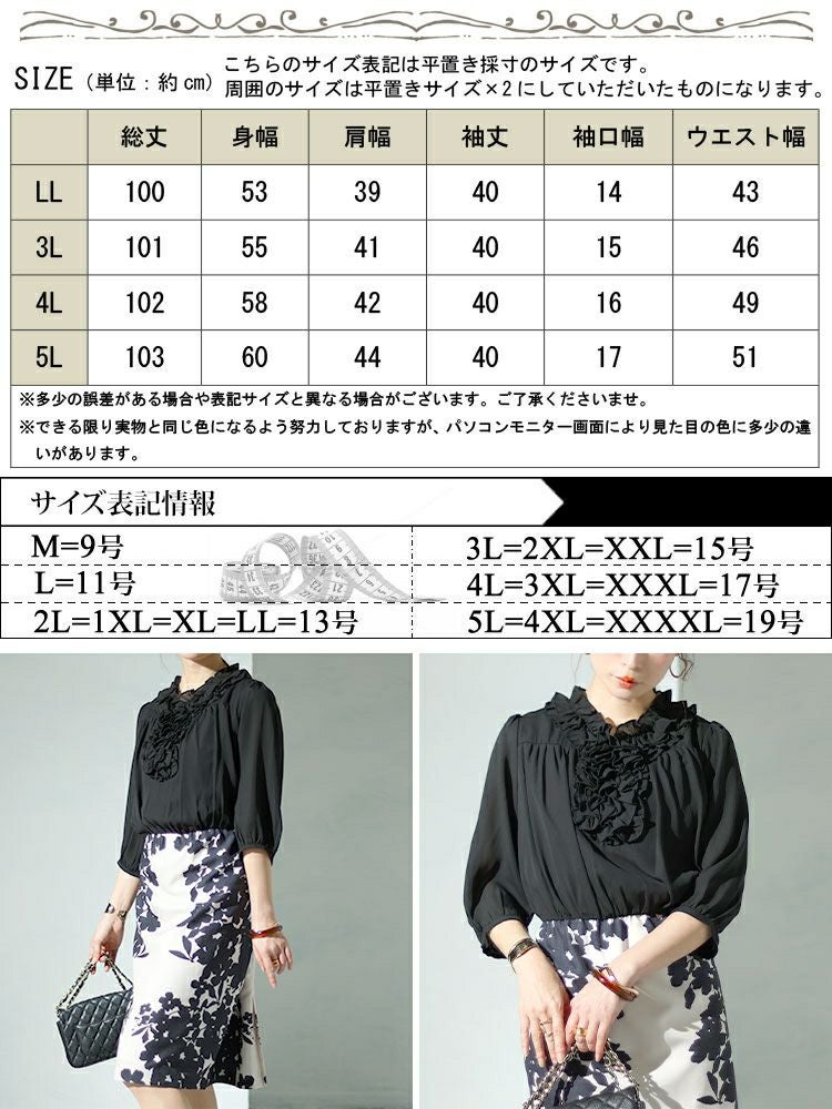 大きいサイズ レディース 花柄切替えワンピース　sfe-0002
