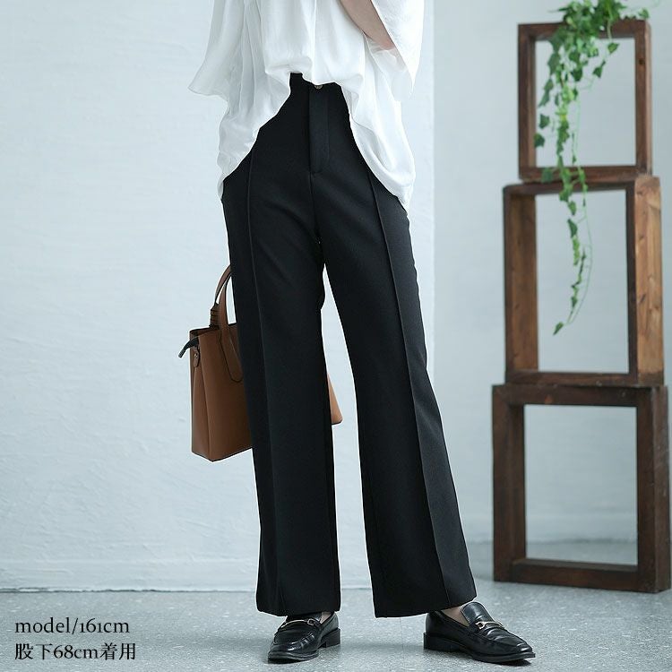 大きいサイズ レディース センターラインストレッチワイドパンツ　sfe-0001