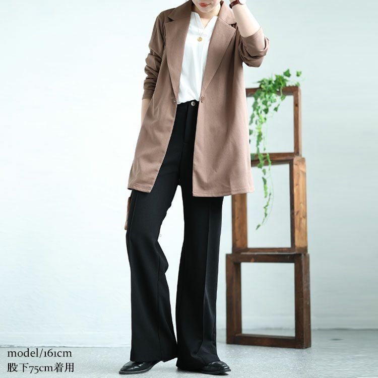 大きいサイズ レディース センターラインストレッチワイドパンツ　sfe-0001