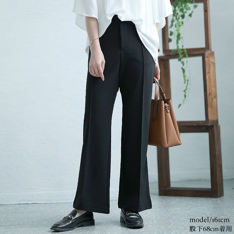 大きいサイズ レディース センターラインストレッチワイドパンツ　sfe-0001