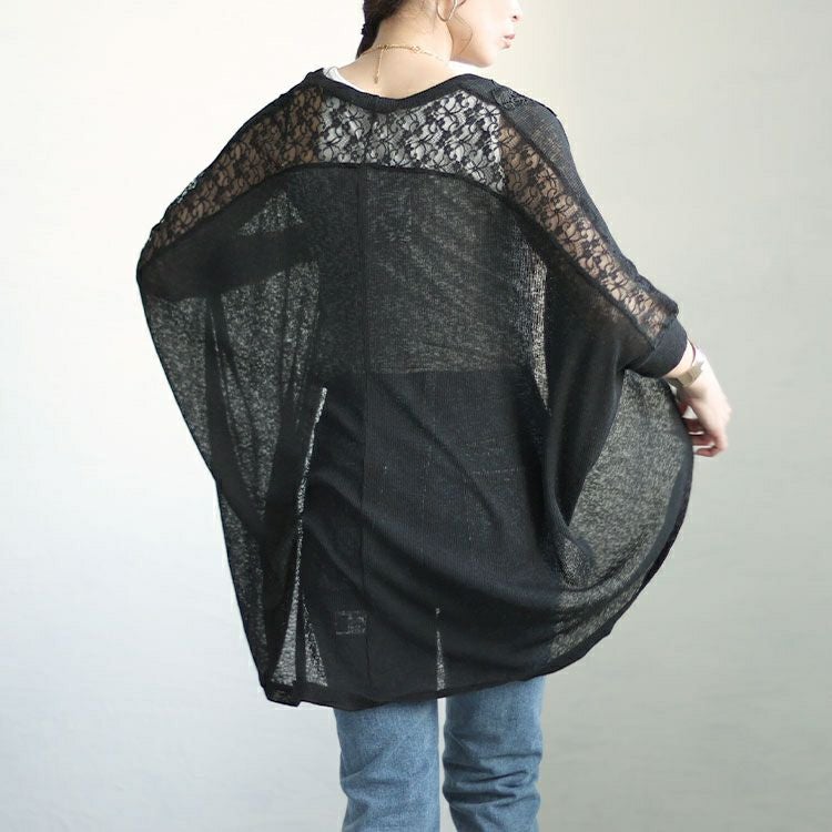 大きいサイズ レディース レース切替えモモンガカーディガン　sfe-0004