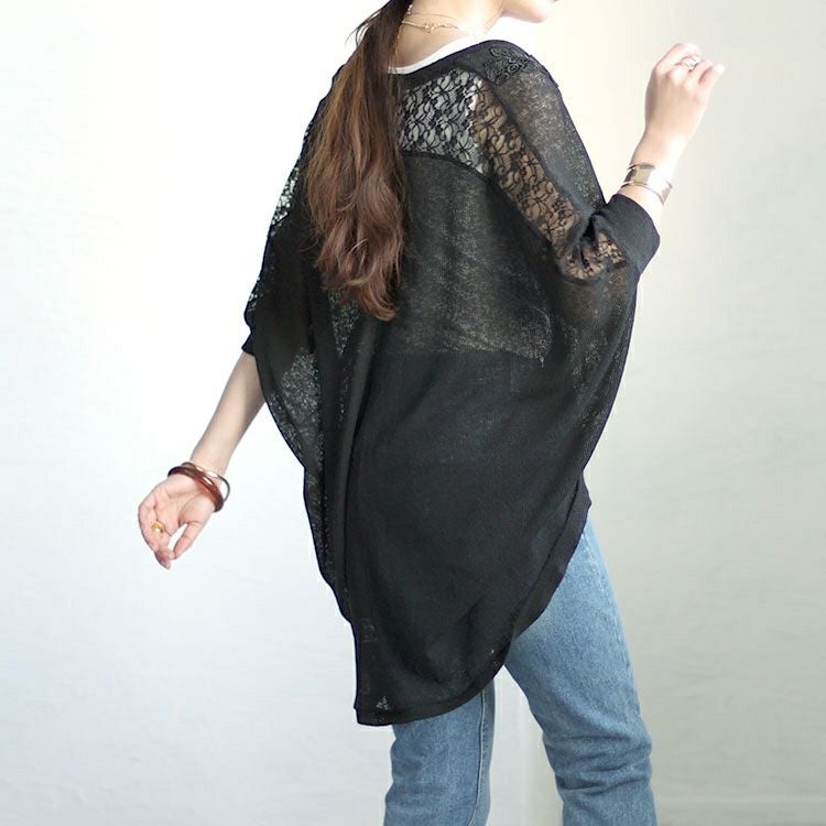 大きいサイズ レディース レース切替えモモンガカーディガン　sfe-0004