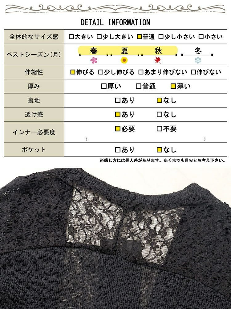 大きいサイズ レディース レース切替えモモンガカーディガン　sfe-0004