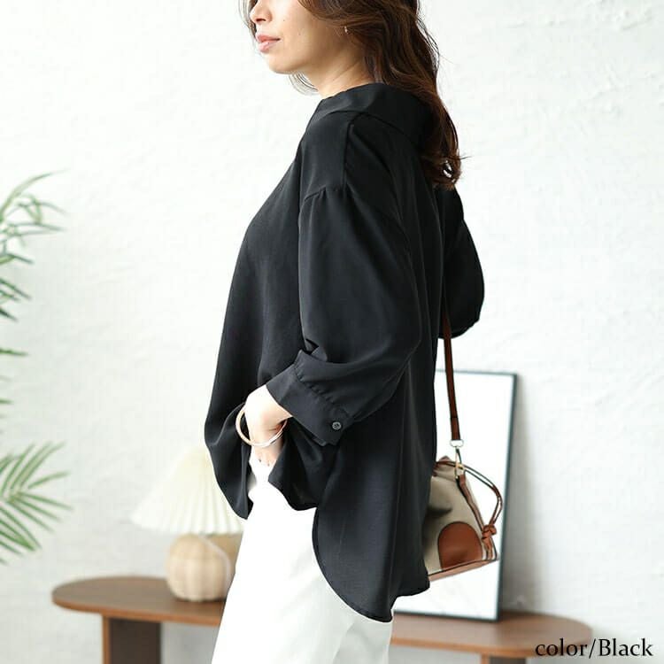 大きいサイズ レディース 接触冷感＆UVカットスキッパーサイドスリットブラウス　cpdai-640393