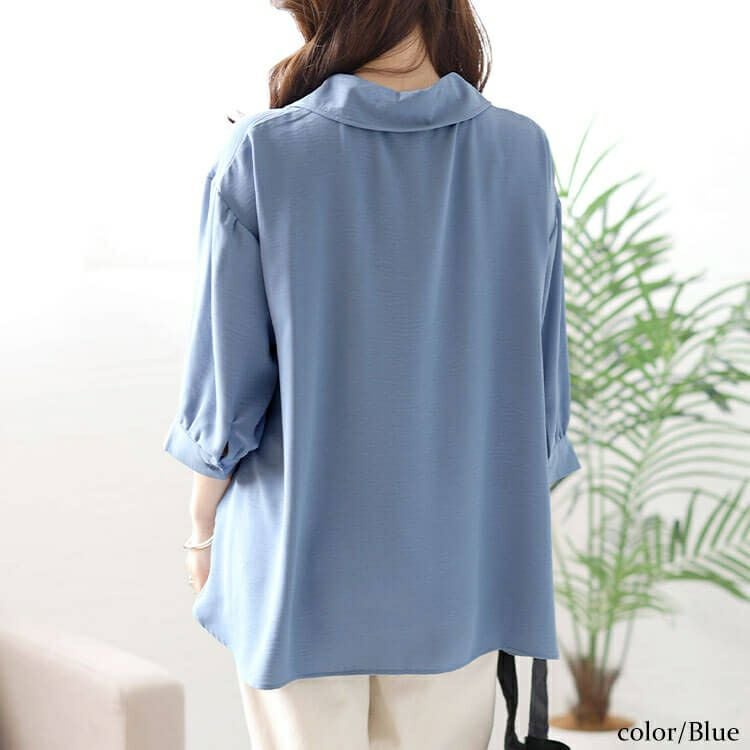 大きいサイズ レディース 接触冷感＆UVカットスキッパーサイドスリットブラウス　cpdai-640393