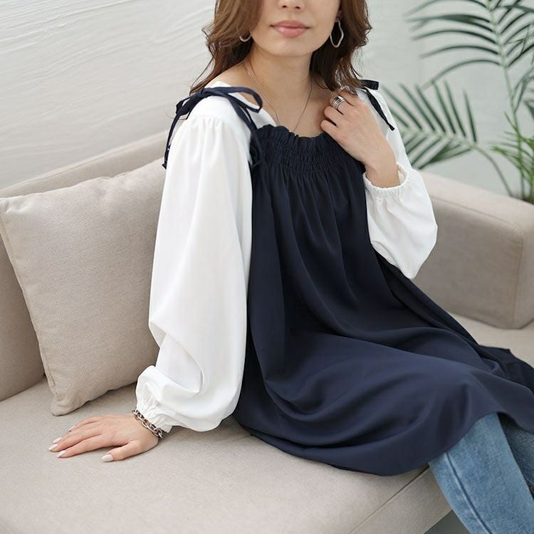 大きいサイズ レディース ドッキングキャミソールチュニック　fem-413