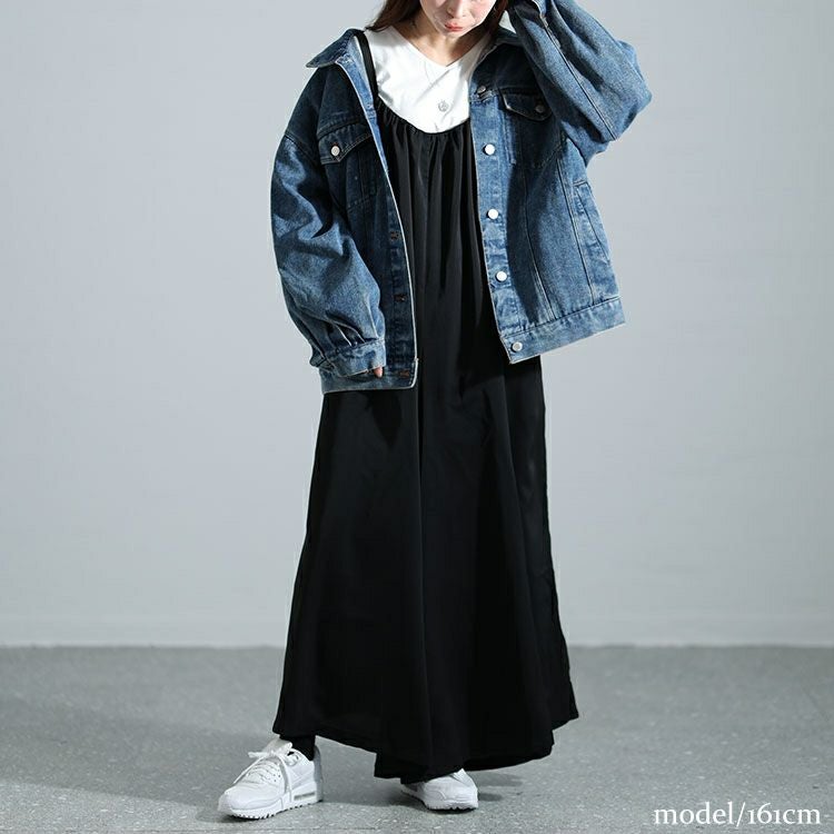 大きいサイズ レディース ギャザーワイドサロペットパンツ　nw-24007