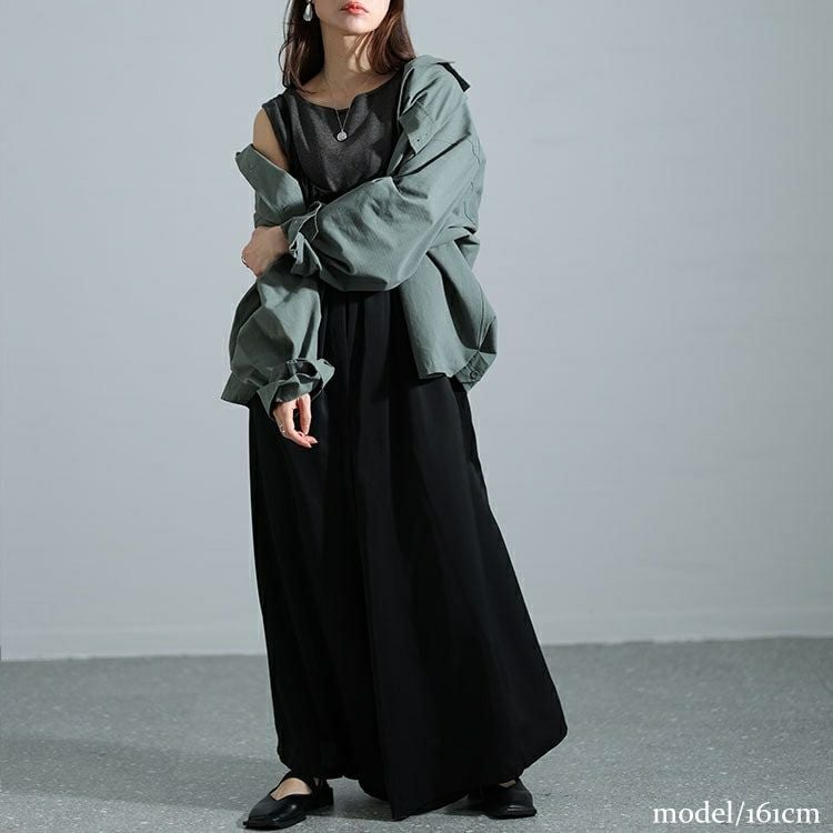 大きいサイズ レディース ギャザーワイドサロペットパンツ　nw-24007