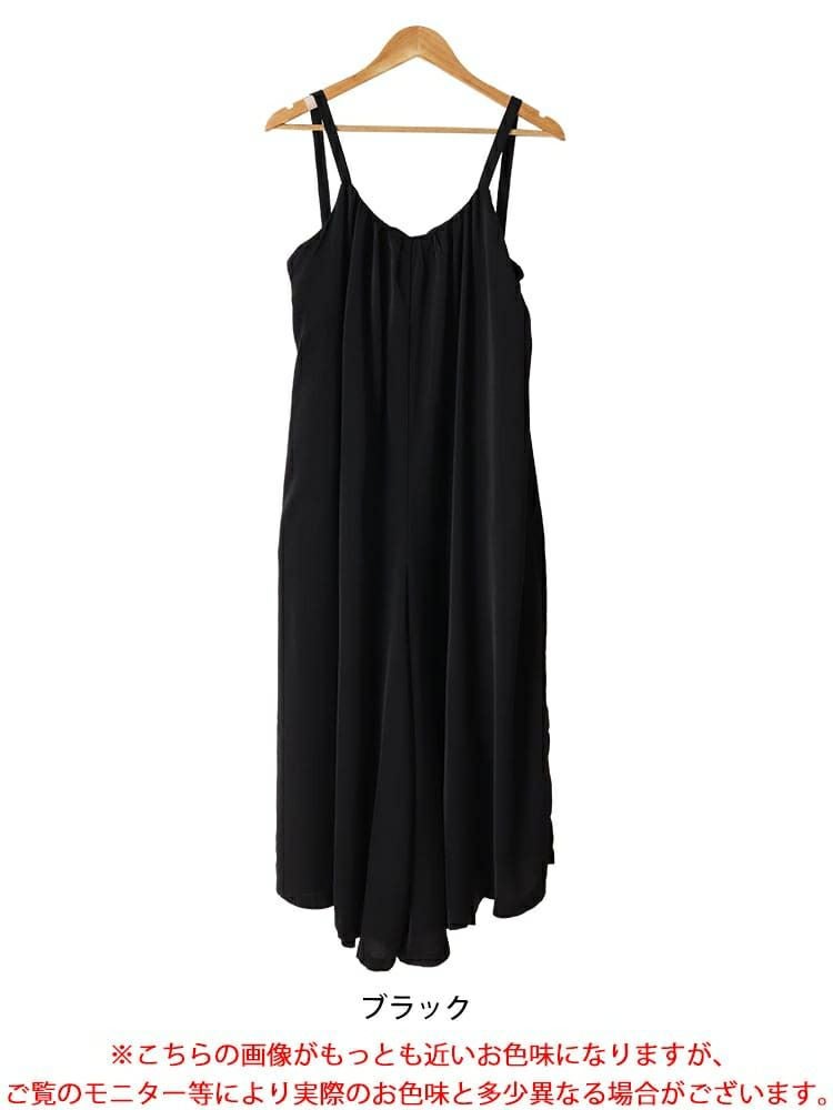 大きいサイズ レディース ギャザーワイドサロペットパンツ　nw-24007