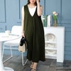 大きいサイズ レディース 深Vネックバックスリットジャンパースカート　plan-2300477 カーキ