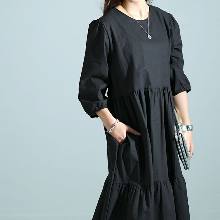 大きいサイズ レディース ティアードロングワンピース　goldy-1464