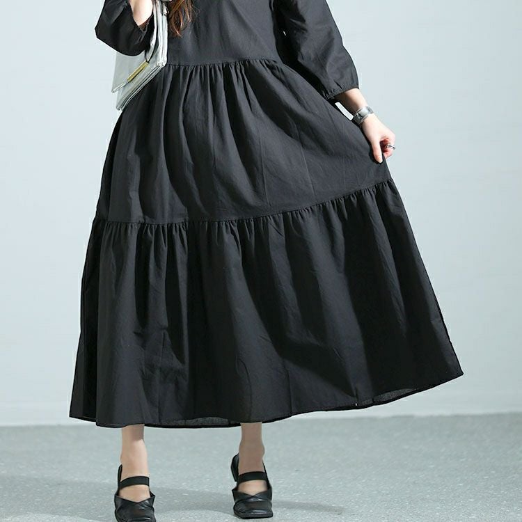 大きいサイズ レディース ティアードロングワンピース　goldy-1464