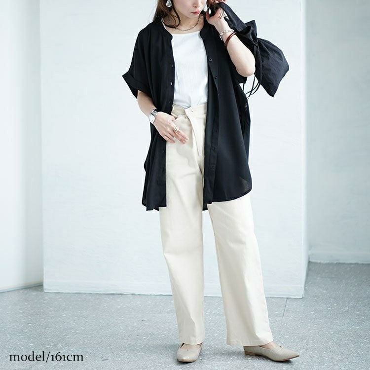 大きいサイズ レディース バックギャザースキッパーカラーブラウス　sw-0623