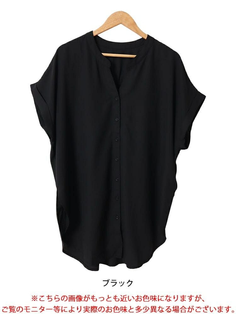 大きいサイズ レディース バックギャザースキッパーカラーブラウス　sw-0623