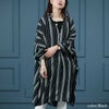 大きいサイズ レディース ランダムストライプドルマンチュニック　nw-24017 ブラック