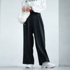 大きいサイズ レディース 細ベルト付きセンタープレスワイドパンツ　fem-468 ブラック