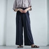 大きいサイズ レディース 細ベルト付きセンタープレスワイドパンツ　fem-468 ネイビー