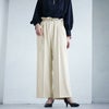 大きいサイズ レディース 細ベルト付きセンタープレスワイドパンツ　fem-468 生成り