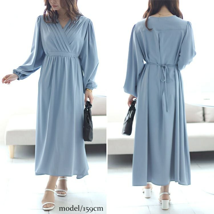 大きいサイズ レディース パワーショルダーカシュクールワンピース　fem-451