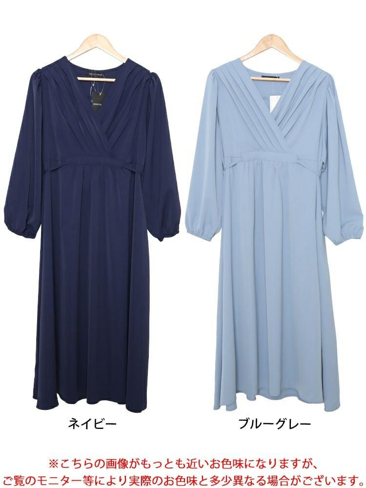 大きいサイズ レディース パワーショルダーカシュクールワンピース　fem-451