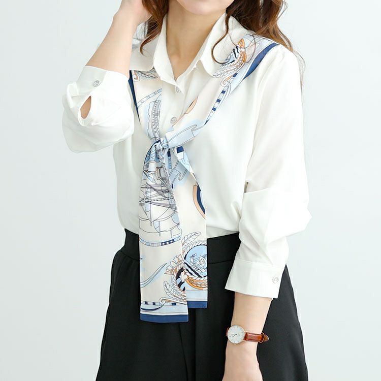 大きいサイズ レディース スカーフドッキングブラウス　goldy-1453 【メール便可】