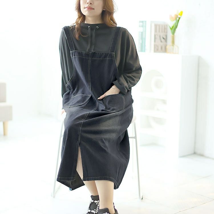 大きいサイズ レディース 前後2wayデニムジャンパースカート　goldy-1465