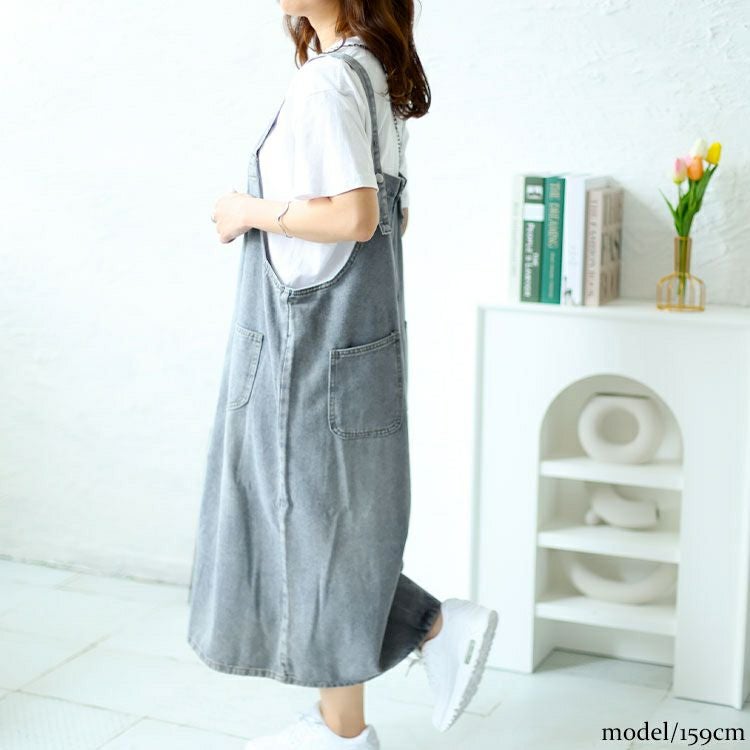 大きいサイズ レディース 前後2wayデニムジャンパースカート　goldy-1465