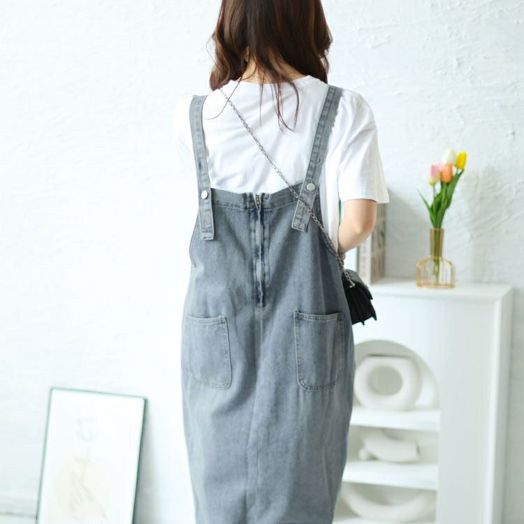 大きいサイズ レディース 前後2wayデニムジャンパースカート　goldy-1465