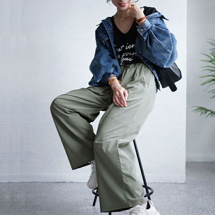 大きいサイズ レディース ハイパージャージーリラックスストレートパンツ　tkb-141564328