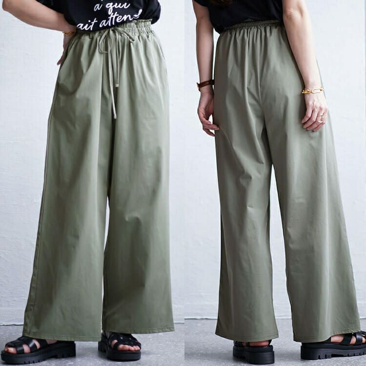 大きいサイズ レディース ハイパージャージーリラックスストレートパンツ　tkb-141564328