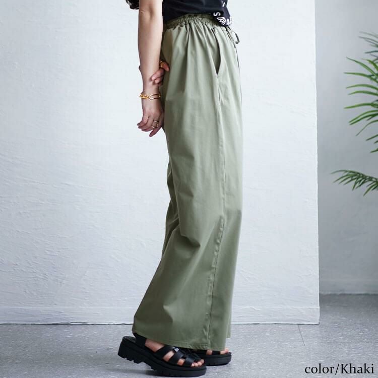 大きいサイズ レディース ハイパージャージーリラックスストレートパンツ　tkb-141564328 カーキ