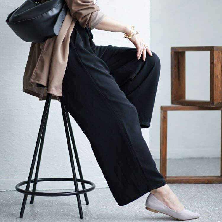 大きいサイズ レディース 接触冷感とろみツイルイージーパンツ　tkb-141564327