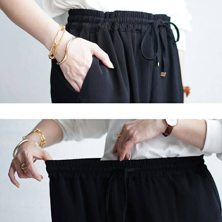 大きいサイズ レディース 接触冷感とろみツイルイージーパンツ　tkb-141564327