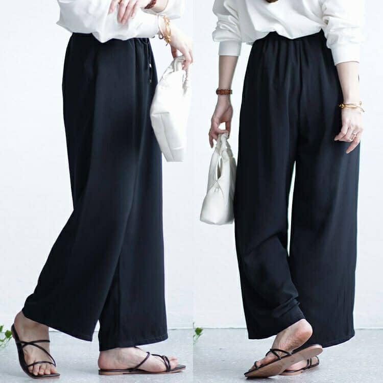 大きいサイズ レディース 接触冷感とろみツイルイージーパンツ　tkb-141564327