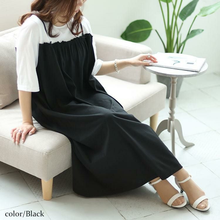 大きいサイズ レディース ミニフリルドッキングキャミワンピース　cast-5542030 ブラック